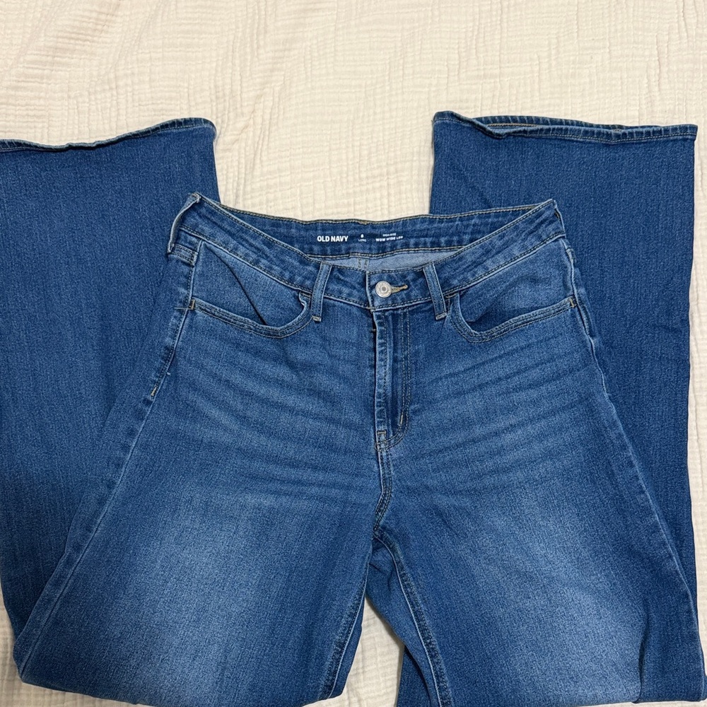 Old Navy Women's Deep Blue Wide Leg Jeans